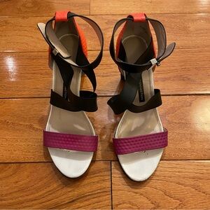 French Connection Color Block Strappy Heels